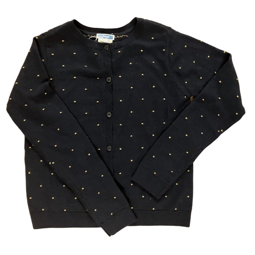 Jacadi  Paris Sweater NWT Navy W/ Gold Polka Dots Size 140 CM